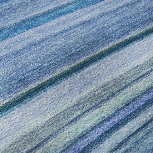 5' X 8' Blue Ivory And Gold Abstract Washable Area Rug With UV Protection