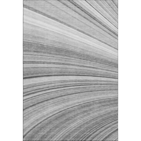 5' X 8' Gray And Ivory Abstract Washable Area Rug With UV Protection