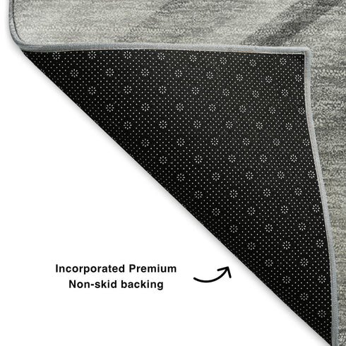 5' X 8' Gray And Ivory Abstract Washable Area Rug With UV Protection