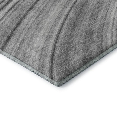 5' X 8' Gray And Ivory Abstract Washable Area Rug With UV Protection