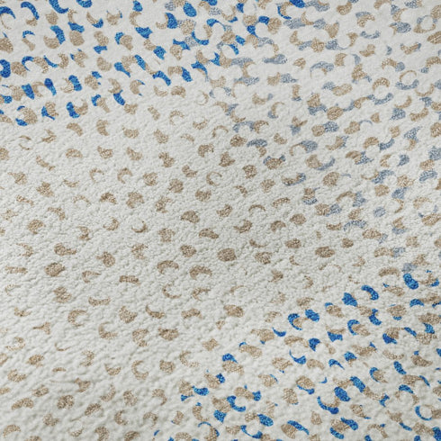 8' X 10' Ivory And Blue Abstract Washable Area Rug With UV Protection