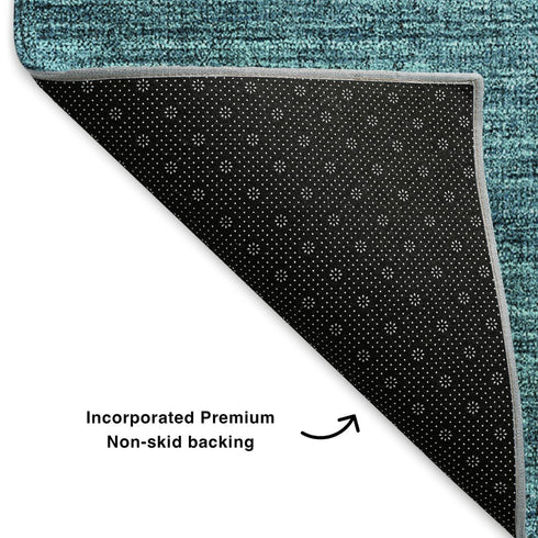 8' X 10' Brown And Blue Ombre Washable Area Rug With UV Protection