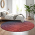 8' Navy Blue And Red Ombre Washable Round Rug With UV Protection