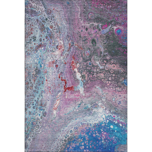 8' X 10' Blue Pink And Purple Abstract Washable Area Rug With UV Protection