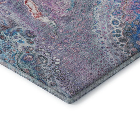 8' X 10' Blue Pink And Purple Abstract Washable Area Rug With UV Protection