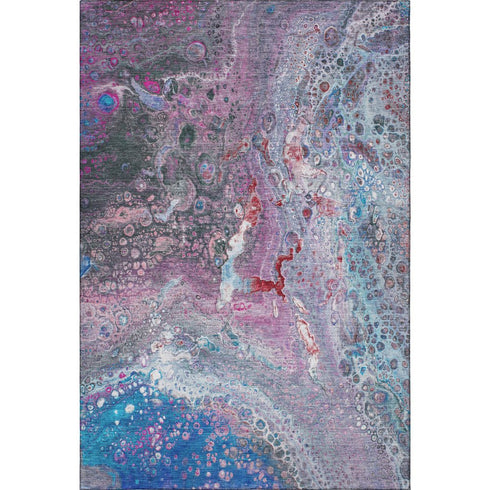 8' X 10' Blue Pink And Purple Abstract Washable Area Rug With UV Protection