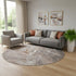 8' Terra Cotta Ivory And Gray Abstract Washable Round Rug With UV Protection