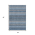 5' X 8' Blue And Ivory Striped Washable Area Rug With UV Protection