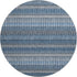 8' Blue And Ivory Striped Washable Round Rug With UV Protection