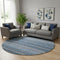 8' Blue And Ivory Striped Washable Round Rug With UV Protection
