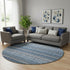 8' Blue And Ivory Striped Washable Round Rug With UV Protection