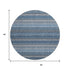 8' Blue And Ivory Striped Washable Round Rug With UV Protection