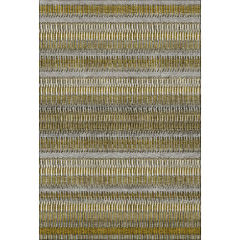 5' X 8' Coffee Ivory And Gray Striped Washable Area Rug With UV Protection