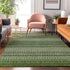 8' X 10' Green Ivory And Gray Striped Washable Area Rug With UV Protection