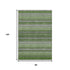 8' X 10' Green Ivory And Gray Striped Washable Area Rug With UV Protection
