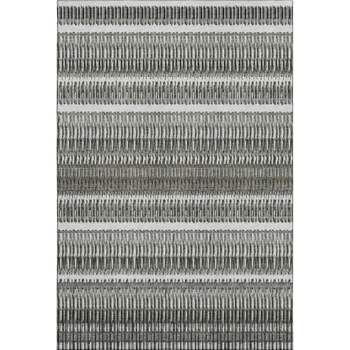 8' X 10' Gray And Ivory Striped Washable Area Rug With UV Protection