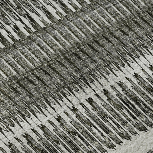 8' X 10' Gray And Ivory Striped Washable Area Rug With UV Protection