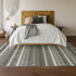 8' X 10' Gray And Ivory Striped Washable Area Rug With UV Protection