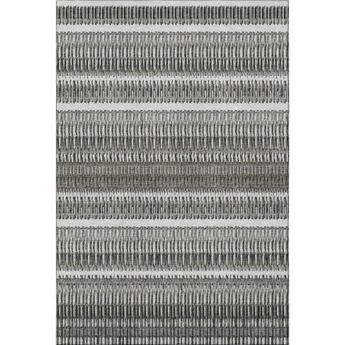 8' X 10' Gray And Ivory Striped Washable Area Rug With UV Protection
