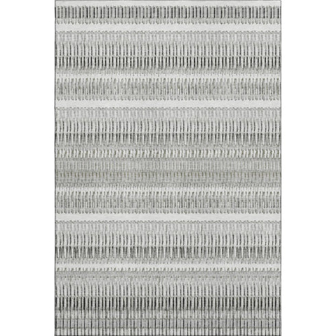8' X 10' Ivory And Gray Striped Washable Area Rug With UV Protection