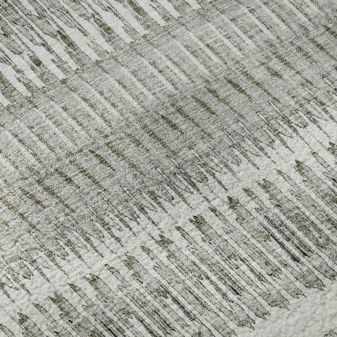 8' X 10' Ivory And Gray Striped Washable Area Rug With UV Protection