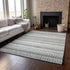 8' X 10' Ivory And Gray Striped Washable Area Rug With UV Protection