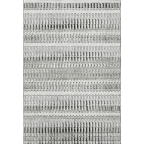 8' X 10' Ivory And Gray Striped Washable Area Rug With UV Protection