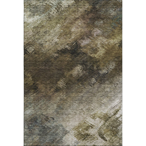 5' X 8' Chocolate Gray And Charcoal Abstract Washable Area Rug With UV Protection