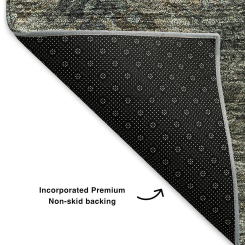 5' X 8' Chocolate Gray And Charcoal Abstract Washable Area Rug With UV Protection