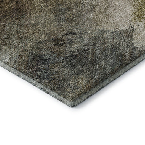 5' X 8' Chocolate Gray And Charcoal Abstract Washable Area Rug With UV Protection