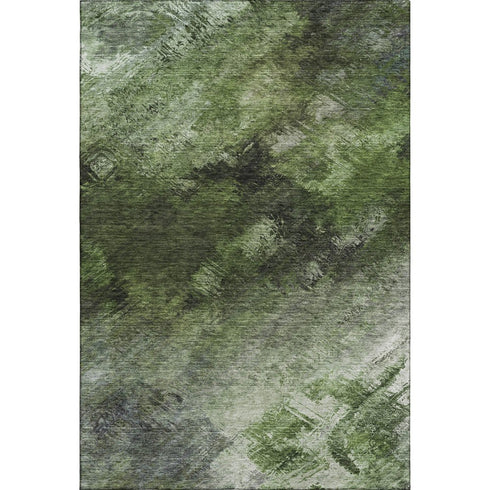 8' X 10' Green Gray And Charcoal Abstract Washable Area Rug With UV Protection