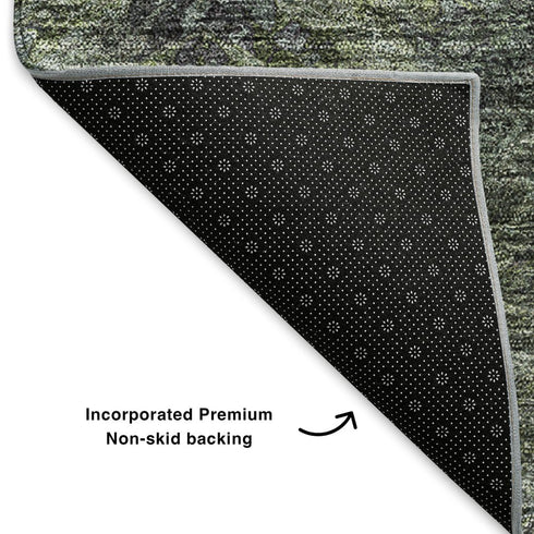 8' X 10' Green Gray And Charcoal Abstract Washable Area Rug With UV Protection