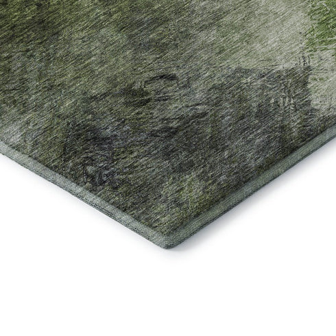 8' X 10' Green Gray And Charcoal Abstract Washable Area Rug With UV Protection
