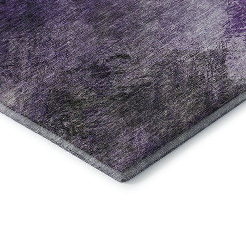 5' X 8' Purple Gray And Ivory Abstract Washable Area Rug With UV Protection