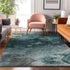 5' X 8' Teal Ivory And Gray Abstract Washable Area Rug With UV Protection