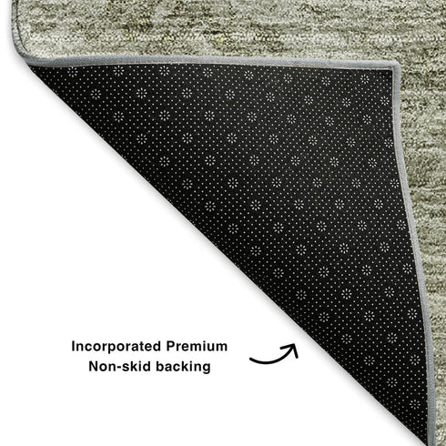 5' X 8' Taupe Ivory And Gray Abstract Washable Area Rug With UV Protection