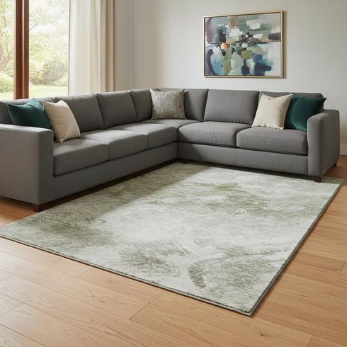 8' X 10' Taupe Ivory And Gray Abstract Washable Area Rug With UV Protection