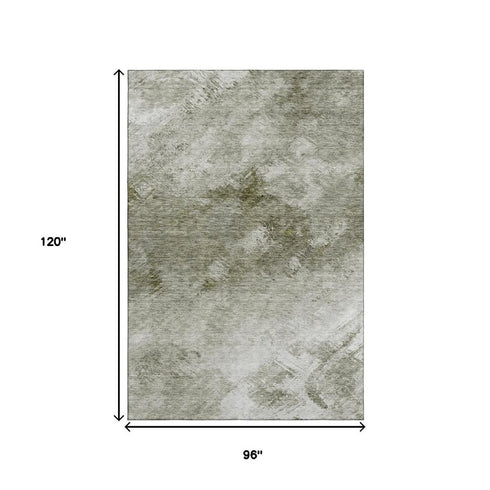 8' X 10' Taupe Ivory And Gray Abstract Washable Area Rug With UV Protection
