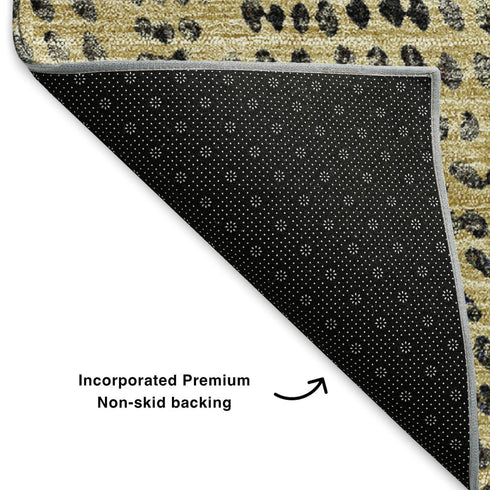 9' X 12' Gold And Charcoal Diamond Washable Area Rug With UV Protection