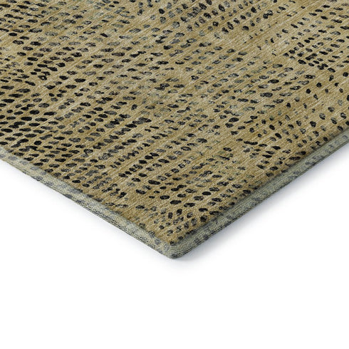 9' X 12' Gold And Charcoal Diamond Washable Area Rug With UV Protection