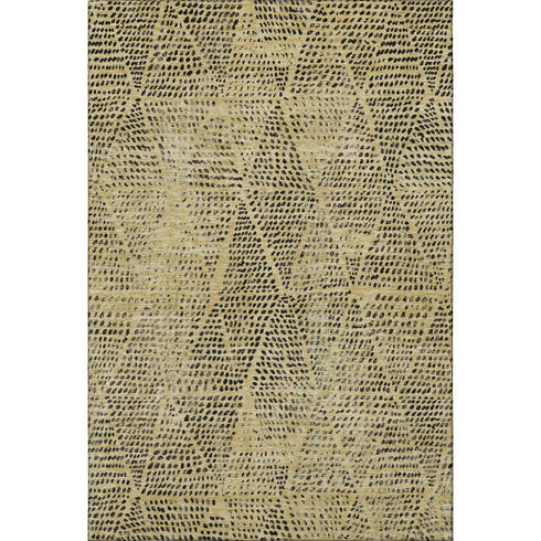 9' X 12' Gold And Charcoal Diamond Washable Area Rug With UV Protection