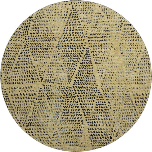 9' X 12' Gold And Charcoal Diamond Washable Area Rug With UV Protection