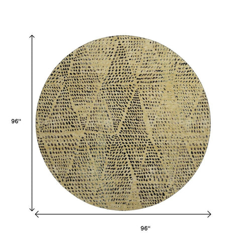 9' X 12' Gold And Charcoal Diamond Washable Area Rug With UV Protection