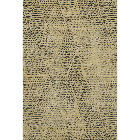 9' X 12' Gold And Charcoal Diamond Washable Area Rug With UV Protection