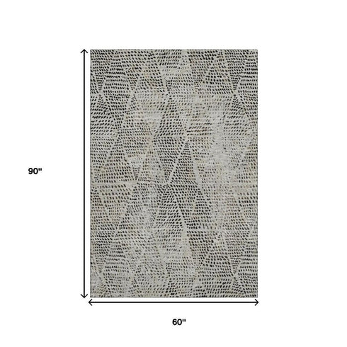 9' X 12' Gray And Black Diamond Washable Area Rug With UV Protection