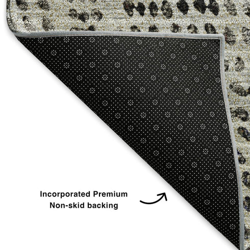 9' X 12' Gray And Black Diamond Washable Area Rug With UV Protection