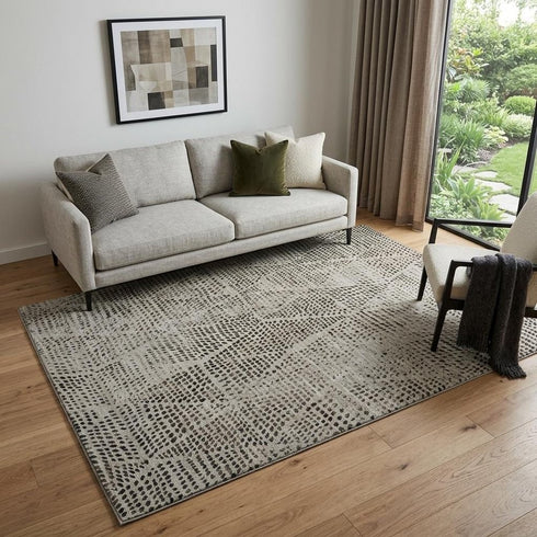 9' X 12' Gray And Black Diamond Washable Area Rug With UV Protection