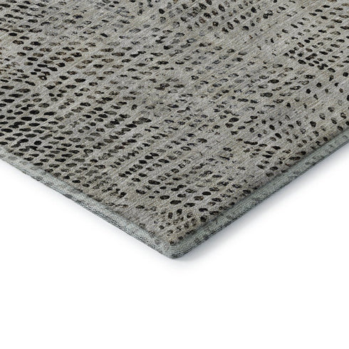 9' X 12' Gray And Black Diamond Washable Area Rug With UV Protection