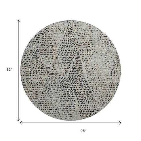 9' X 12' Gray And Black Diamond Washable Area Rug With UV Protection