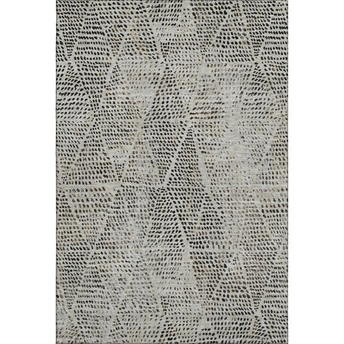 9' X 12' Gray And Black Diamond Washable Area Rug With UV Protection